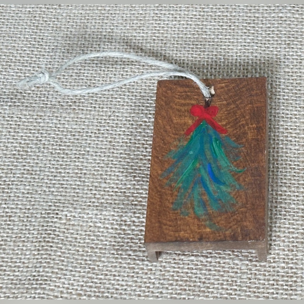 Country Pines Hand Painted Christmas Tree Wood Ornament Cottage Core Farmhouse